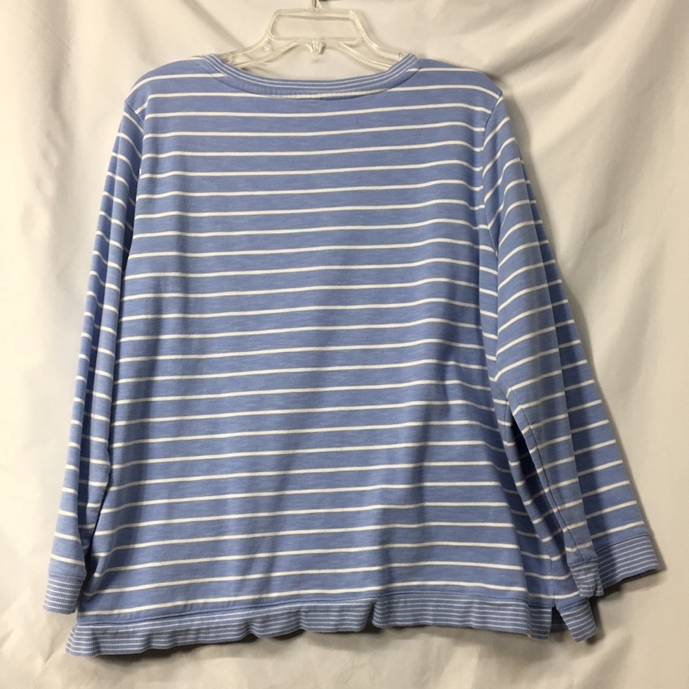 Talbots Women’s Blue and White Stripe Pull-Over Sweater Size 2X Like-NEW - Picture 6 of 6
